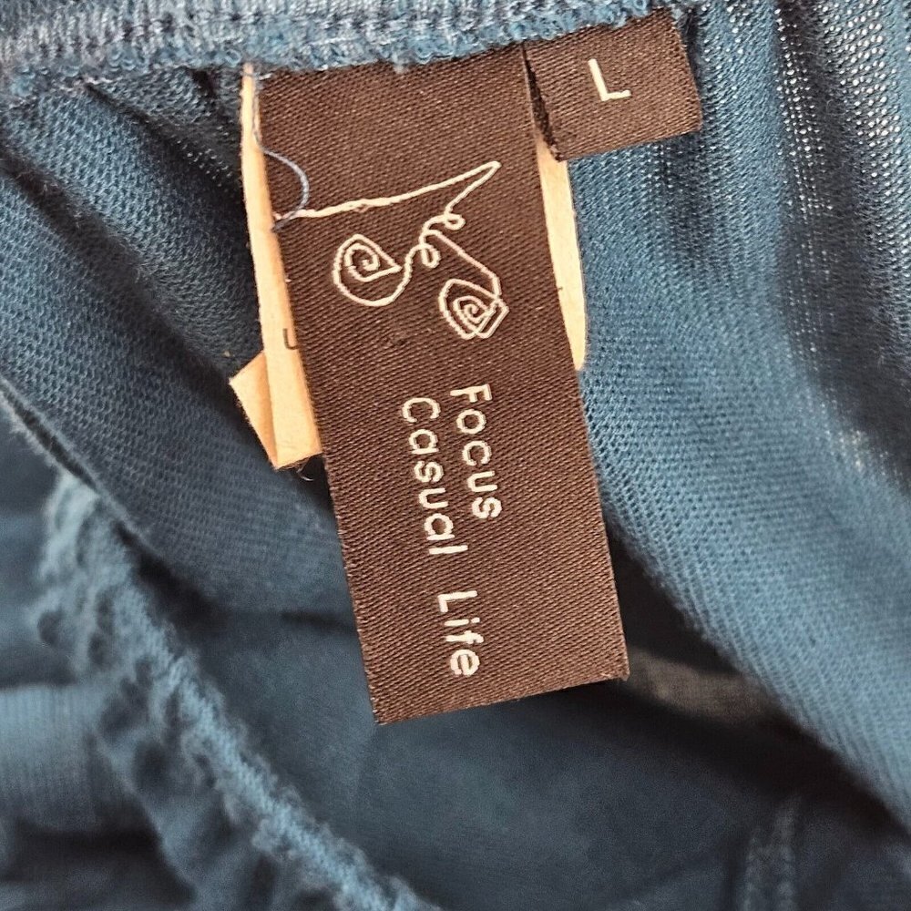Focus Casual Life Straight Leg Knit Pant Blue Women’s Size L Lounge Wear Relaxed - Picture 5 of 11